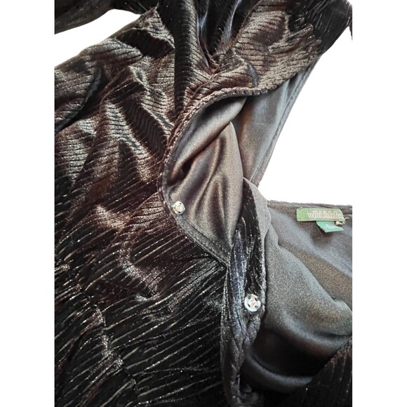 Wild Fable Romper Black Metallic Stripes Long Sleeve V-neck Velvet Sexy Witchy M - Picture 9 of 16